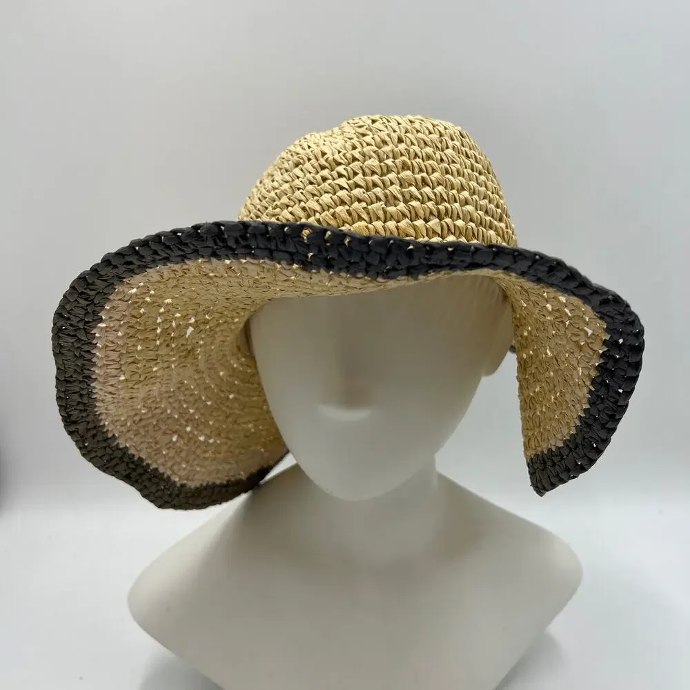 J. Crew Straw Crochet Floppy Hat C8129